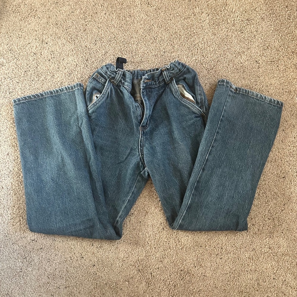 Faded Glory Kids Blue Denim Carpenter Jeans‎ Adjustable Waist Size 12R